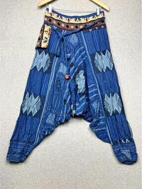 Boho Harem Pants M Tribal Patchwork Aesthetic Hippie Aladdin Yoga Festival indie